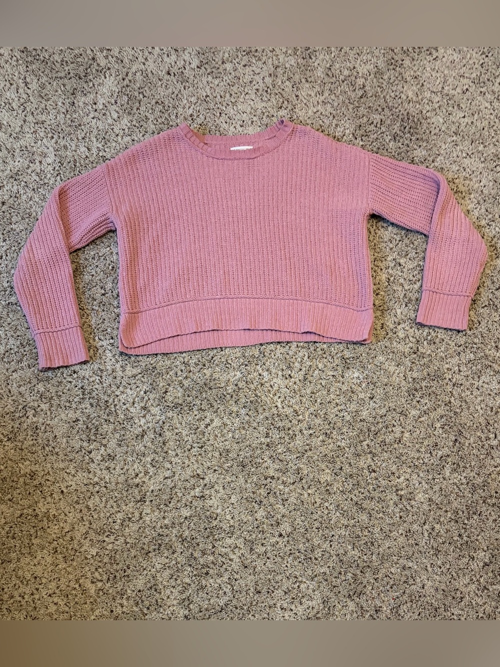 Aeropostale Pink Ribbed Crewneck Sweater